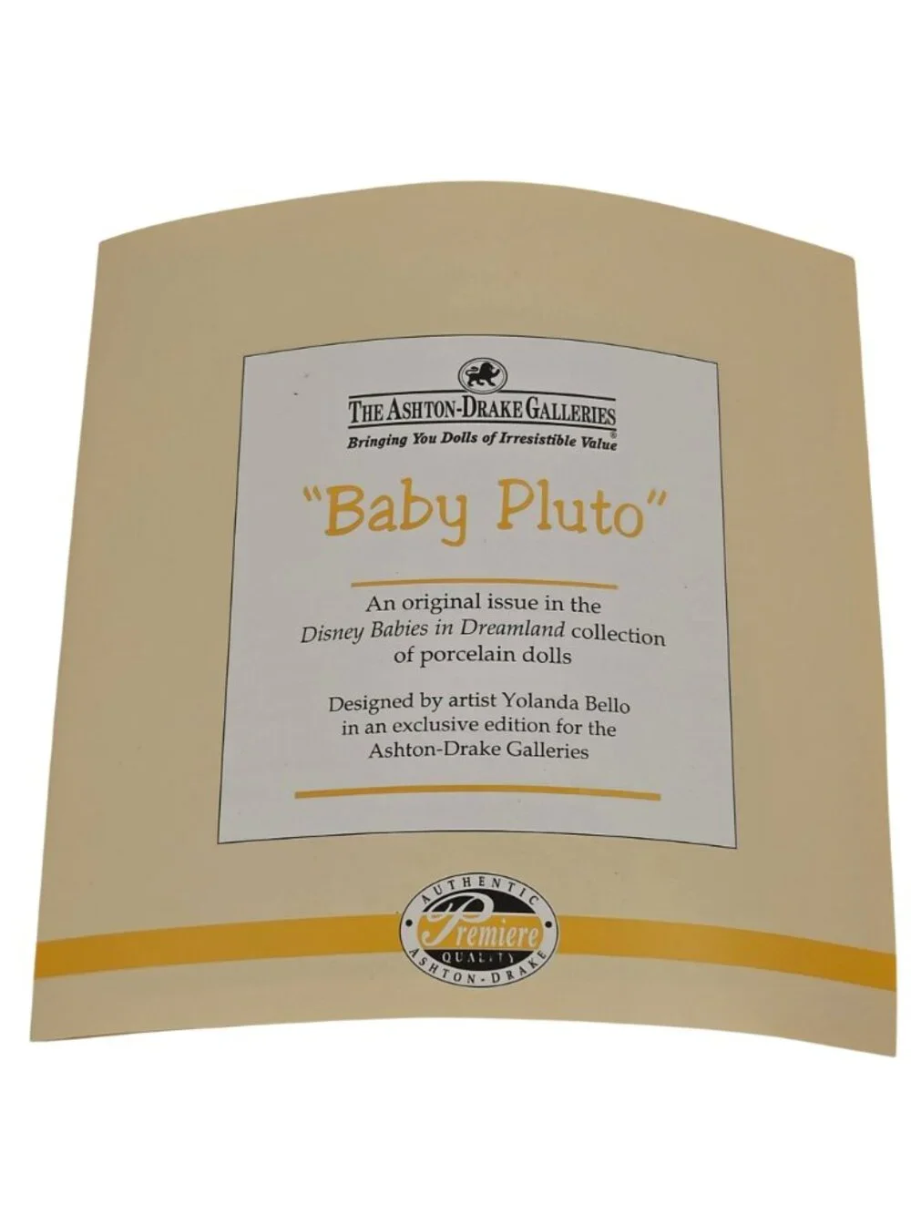 Ashton Drake Disney Baby Pluto Porcelain Doll COA Boxed 96934 Bello Dreamland